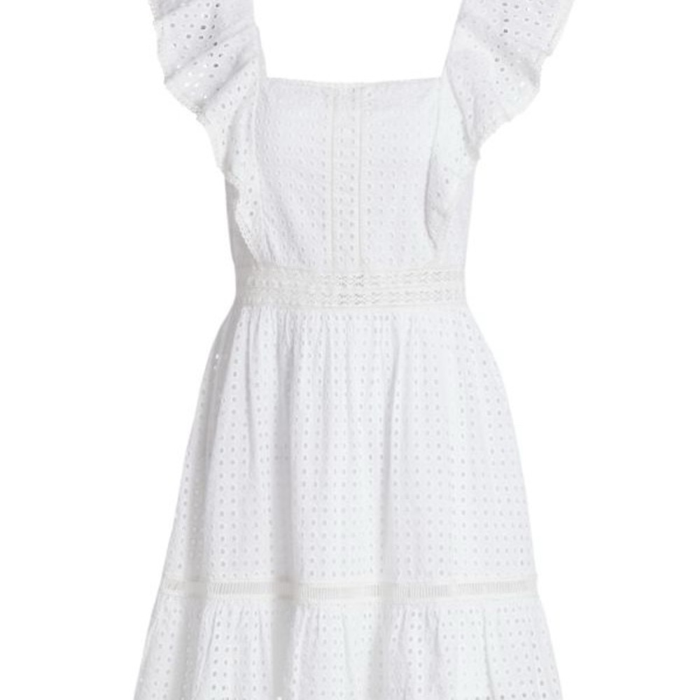 Alice + Olivia Remada Ruffled Broderie Anglaise Cotton Mini‎ Dress White NWT - Picture 15 of 16